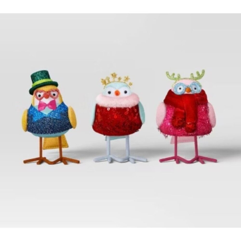 Target 4.25" 3pk Christmas Featherly Friends™ Decor Tinsel Tidings - Wondershop™